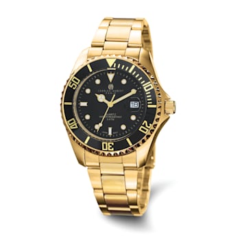 Men's Charles Hubert Gold-plated Stainless Steel Black Dial Watch