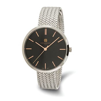 Ladies Charles Hubert Stainless Steel Black Dial Watch