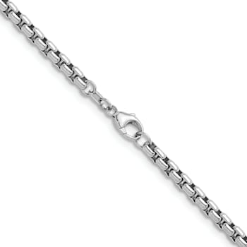 Rhodium Over Sterling Silver 4.0mm Box 24 Inch Chain
