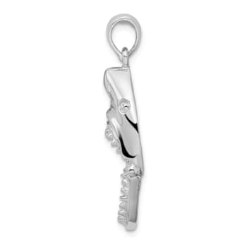 Rhodium Over Sterling Silver Polished Moveable Shark Head Pendant
