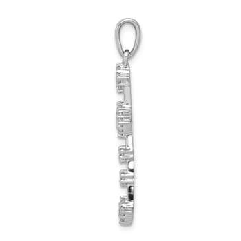 Rhodium Over 14k White Gold Diamond Cross Pendant