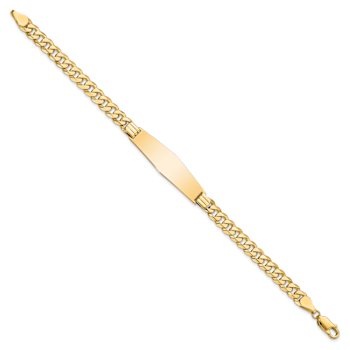 14k Yellow Gold Curb Link Soft Diamond Shape ID Bracelet