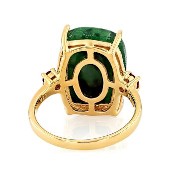 Ruby Zoisite Rectangular Cushion And Ruby Accent Ring In 18K Gold Over
Sterling Silver 0.32ctw