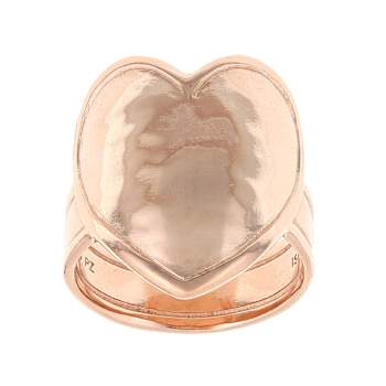 Hammered Heart Ring In 14K Rose Gold Over Sterling Silver