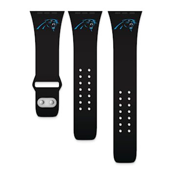 Gametime Carolina Panthers Black Silicone Band fits Apple Watch (42/44mm
M/L). Watch not included.