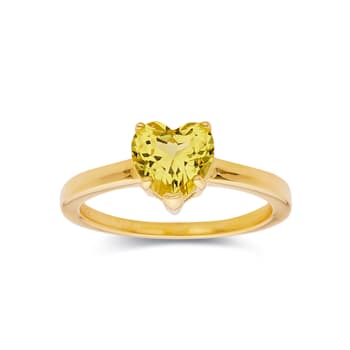 Heart Shape Lab Created Yellow Sapphire 18K Yellow Gold Over Sterling
Silver Solitaire Ring