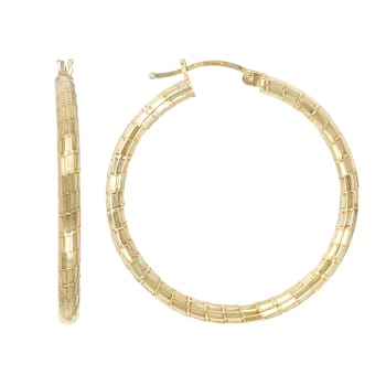 Bold Diamond-Cut Hoop Earrings In 18K Gold Over Sterling Silver