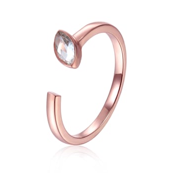 White Topaz 14K Rose Gold Over Sterling Silver Marquise Solitaire Open
Design Ring, 0.25ct