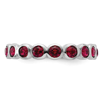 Sterling Silver Stackable Expressions Red Crystal Ring