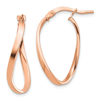 14k Rose Gold 15/16" Polished Wavy Hoop Earrings