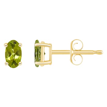 5x3mm Oval Peridot 14k Yellow Gold Stud Earrings