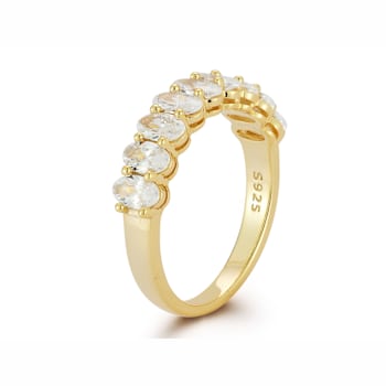 Sterling Statements 14K Yellow Gold Over Sterling Silver Oval CZ Half
Eternity Band Ring