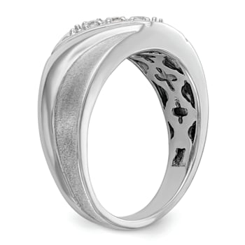 Rhodium Over 14K White Gold Lab Grown Diamond SI1/SI2, G H I, Men's Band