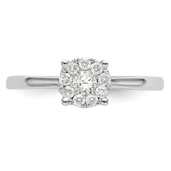 Rhodium Over 14K White Gold Diamond Cluster Engagement Ring 0.23ctw