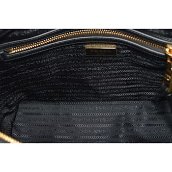 Prada Tessuto Nylon Black Leather Clochette Crossbody Tote Bag