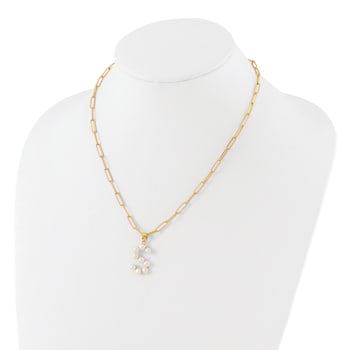 Gold Tone Sterling Silver 3-5.5mm Freshwater Cultured Pearl LETTER S
18-inch Necklace