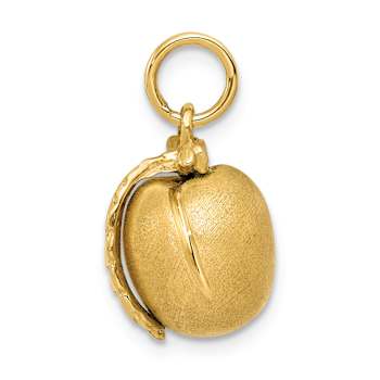 14k Yellow Gold Satin Peach Charm Pendant