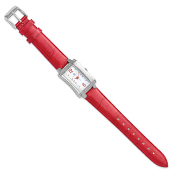 Ladies Charles Hubert Stainless Steel Red Leather Band 23x32mm Watch