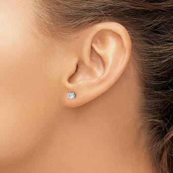 Rhodium Over 14K White Gold Lab Grown Diamond SI1/SI2, G H I, Post Earrings