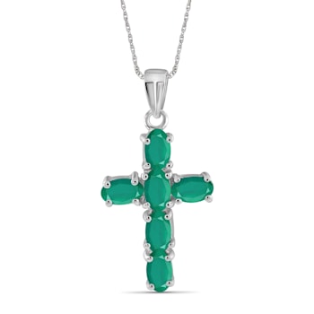 Green Emerald Rhodium Over Sterling Silver Pendant with Chain 1.80ctw