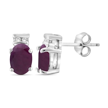 Red Ruby Rhodium Over Sterling Silver Earrings 1.20ctw