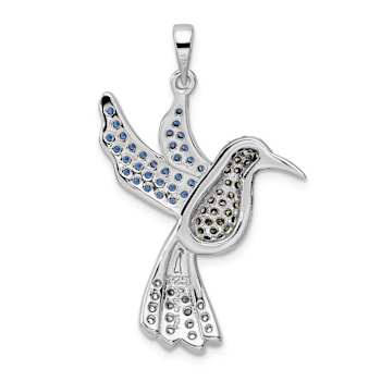 Rhodium Over Sterling Silver Black and White Multicolor Cubic Zirconia
Hummingbird Pendant
