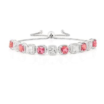 Peach Orange Lab Created Padparadscha and White Sapphire Orange Bracelet
for women