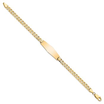 14k Yellow Gold Soft Diamond Shape Flat Curb Link ID Bracelet