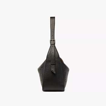 MCM Medium Aren Shoulder Bag with Monogram Leather in Black Handbag