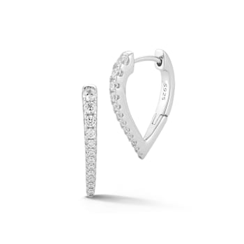 Rachel Zoe CZ Graduated Dagger Hoop Earrings in Rhodium Over Sterling Silver