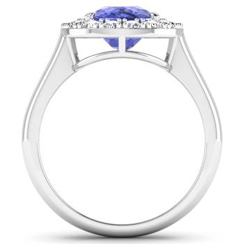 3.41ctw Violet Tanzanite and Diamond 14K White Gold Halo Ring