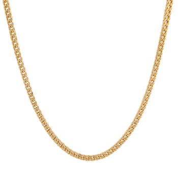 Men's 3.5mm Franco Box Chain Necklace In 18K Yellow Gold Over Stainless
Steel 24 Inch