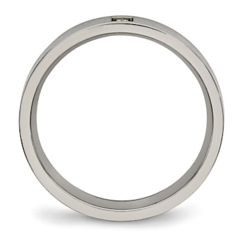 White Cubic Zirconia Titanium 4mm Men's Band Ring