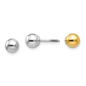 14k Yellow Gold and 14k White Gold Reversible 5mm Ball Earrings