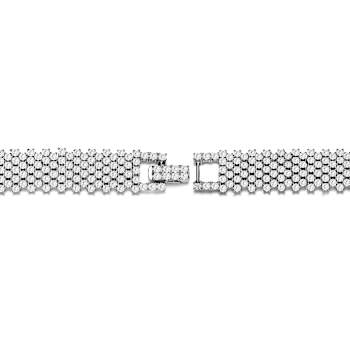 CZ Pave Link Bracelet In White Rhodium Over Brass