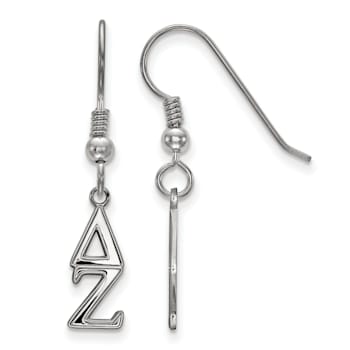Rhodium Over Sterling Silver LogoArt Delta Zeta Small Dangle Earrings