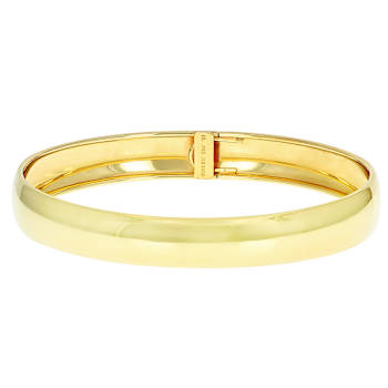 Polished 10mm Hinge Bangle Bracelet In 18K Gold Over Sterling Silver