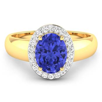 1.63ctw Violet Tanzanite and Diamond 14K Yellow Gold Halo Ring