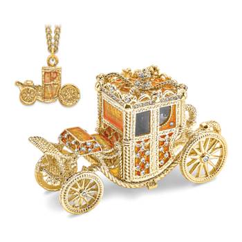 IMPERIAL Golden Carriage with Ring Pad Trinket Box
