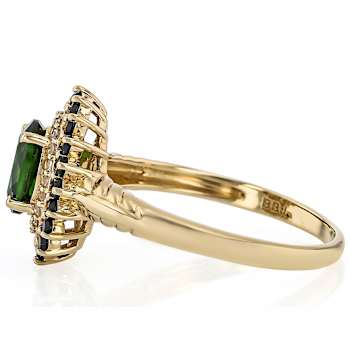 Chrome Diopside, Black Spinel And White Zircon Ring In 18K Gold Over
Sterling Silver 1.24ctw
