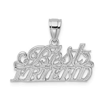 Rhodium Over 14k White Gold Textured Best Friend Pendant