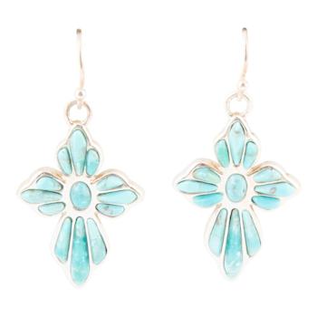 Barse Jewelry Blue Composite Turquoise Cross Sterling Silver Dangle Earrings