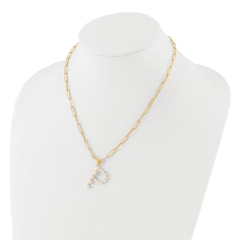 Gold Tone Sterling Silver 3-5.5mm Freshwater Cultured Pearl LETTER P
18-inch Necklace