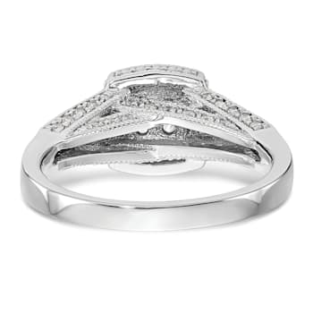 Rhodium Over 14K White Gold Diamond Cluster Engagement Ring 0.50ctw