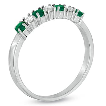 0.37ctw Emerald and Diamond Band Ring in 14k White Gold