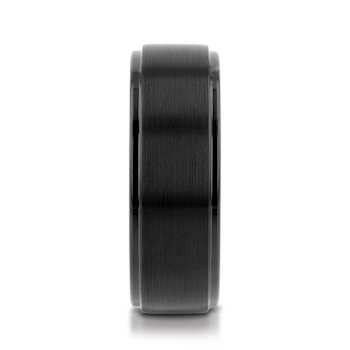 ORION Flat Black Tungsten Ring with Brushed Raised Center and Polished
Step Edges 8mm