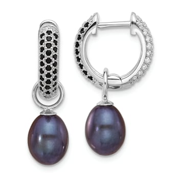 Rhodium Over Sterling Silver 7-8mm FWC Pearl/Cubic Zirconia
Interchangeable Earrings Set