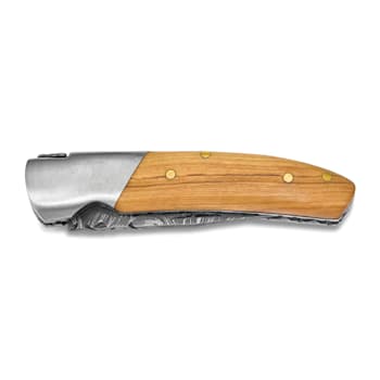 Damascus Steel 256 Layer Folding Blade Olive Wood Handle Knife