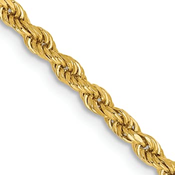 14k Yellow Gold 2.25mm Diamond Cut Rope with Lobster Clasp Chain 24 Inches