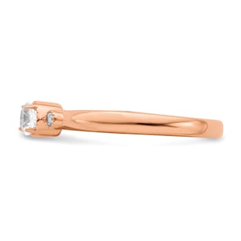 14K Rose Gold Petite Beaded Edge Round Diamond Ring 0.24ctw
